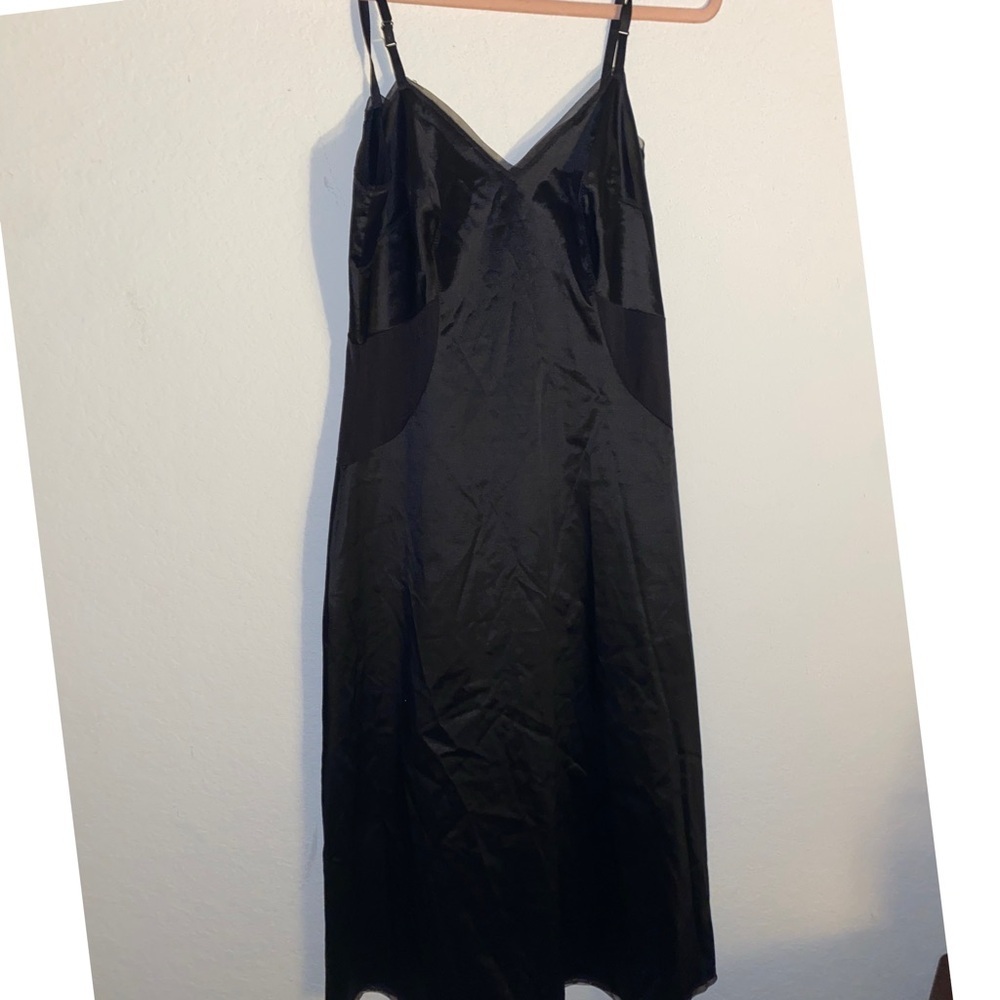 Vintage Vanity Fair Mesh Trim Black Bias Midi Coquette Fairy Slip Dress/Gown 8 - Picture 2 of 14